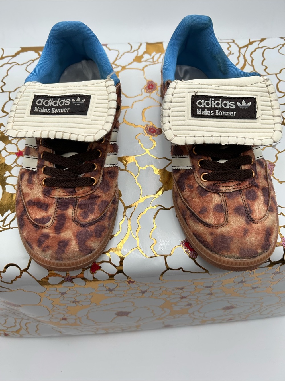 Adidas Wales Bonner brown and beige leopard print sneakers